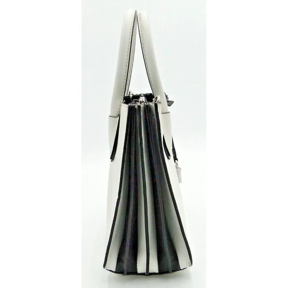 Michael Kors Mercer Medium Accordion Messenger‎  Retail Style In White & Black